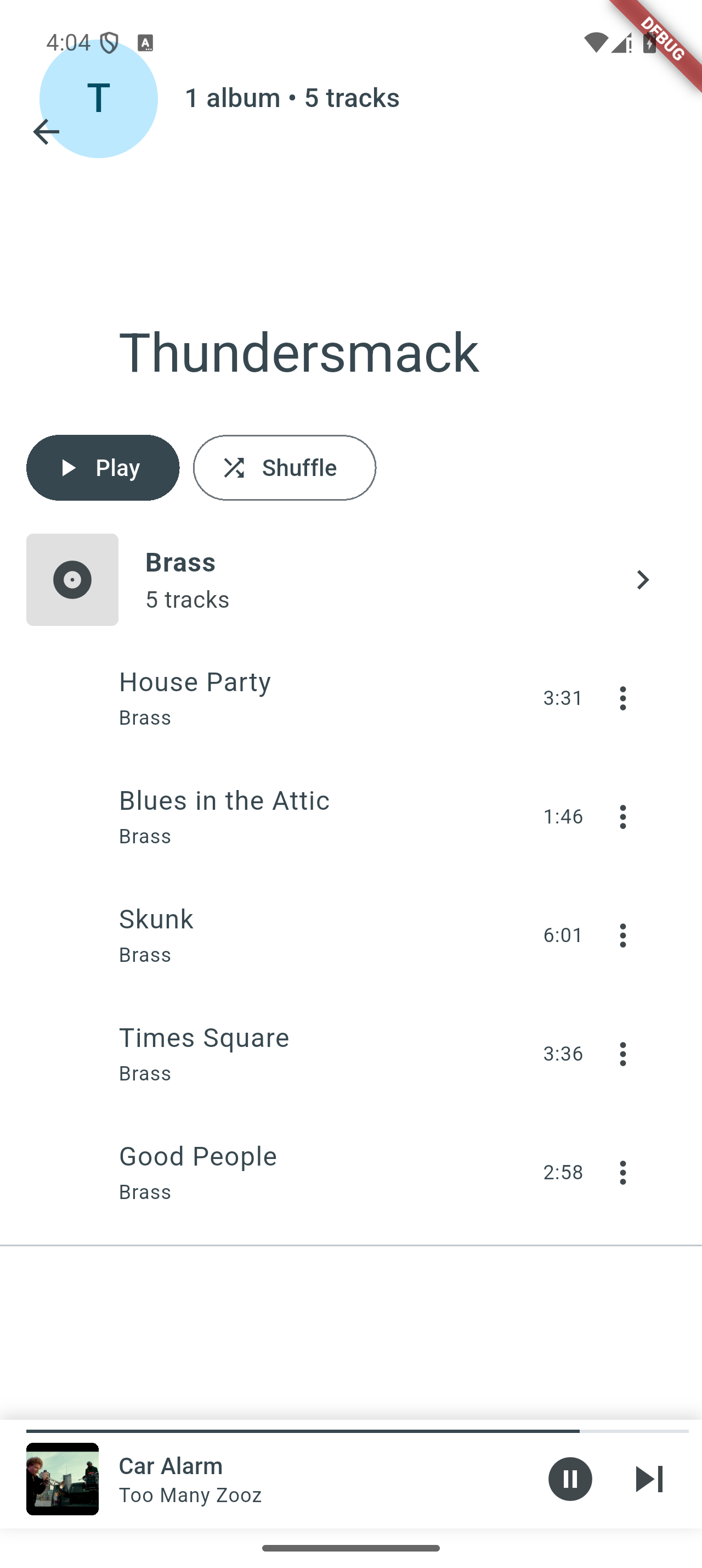 Artist detail with albums and tracks