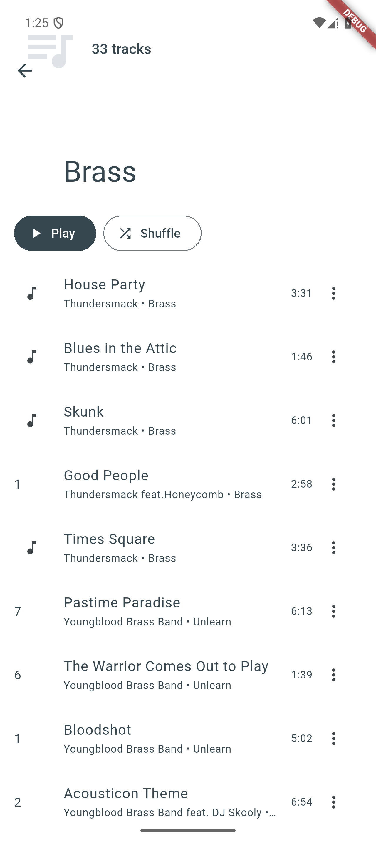 Browse a synced playlist